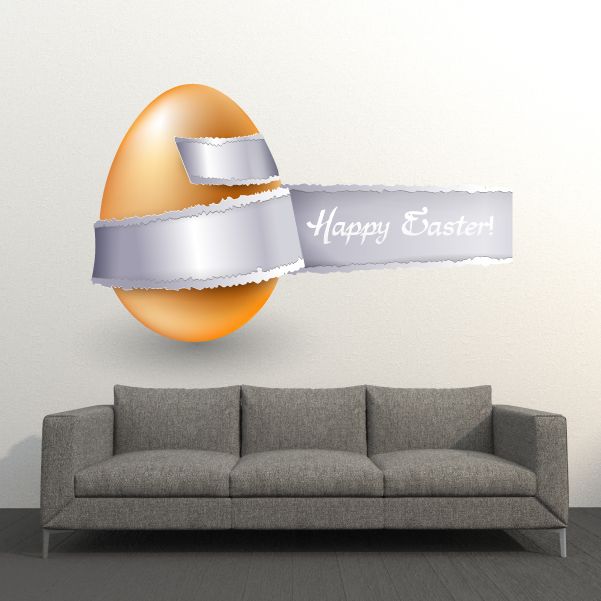 Image of Happy Easter Illusion Tear Wrap Around Egg Sticker