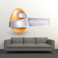 Easter egg sticker with white band and Happy Easter ribbon