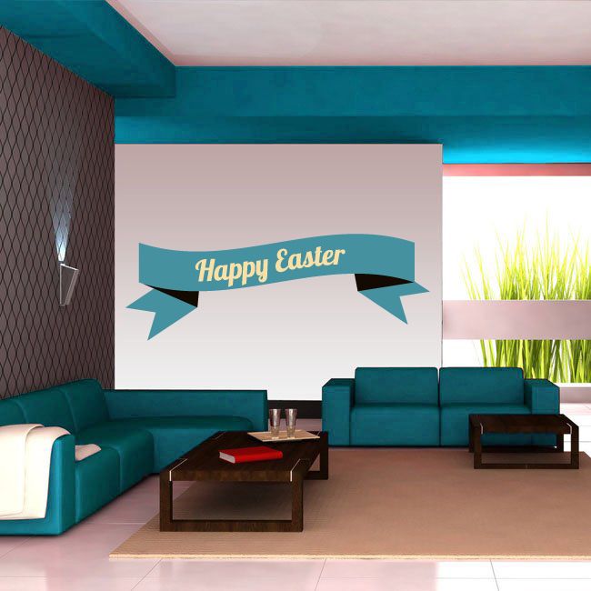 Image of Happy Easter Text Banner Sticker