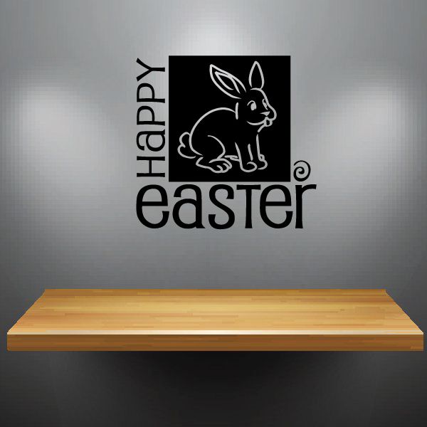 Image of Happy Easter with Bunny Square Decal