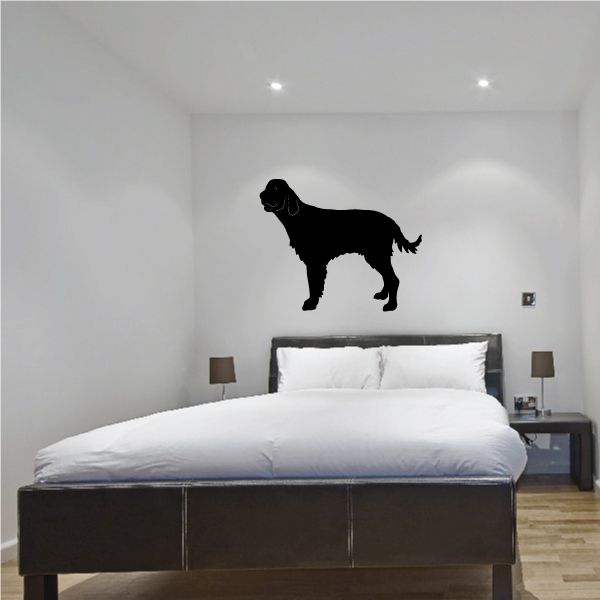 Happy English Setter wall decal, black dog silhouette standing