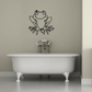 Sitting frog wall decal with line-art face and arms