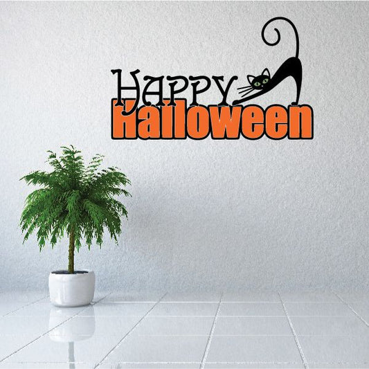 Image of Happy Halloween Black Cat Decal