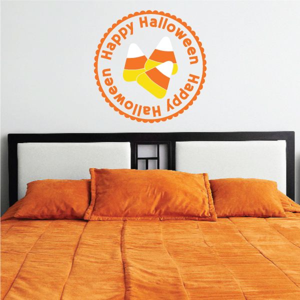 Image of Happy Halloween Candy Corn Circle Decal