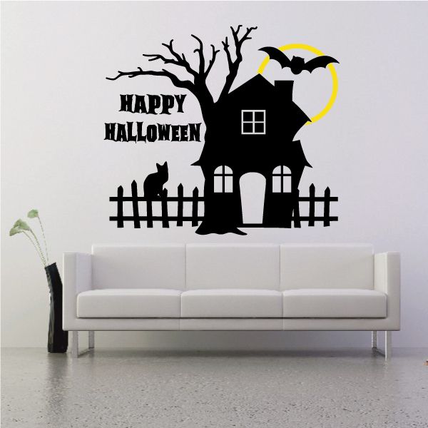 Image of Happy Halloween Haunted House Decal