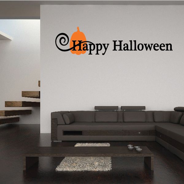 Image of Happy Halloween with Pumpkin Decal