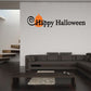 Halloween wall decal with “Happy Halloween” text and orange jack-o’-lantern icon