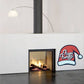 Santa hat holiday sticker with 'Happy Holidays' text, red hat with white trim