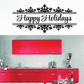 Happy Holidays banner decal with black snowflakes and script text