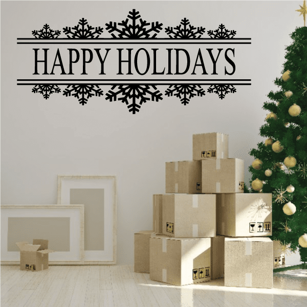 Image of Happy Holidays Snowflake Banner Decal