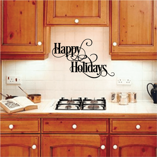 Image of Happy Holidays Swirl Quote Decal