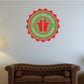 Holiday quote decal reading 'Happy Holidays' with green gift icon on red badge