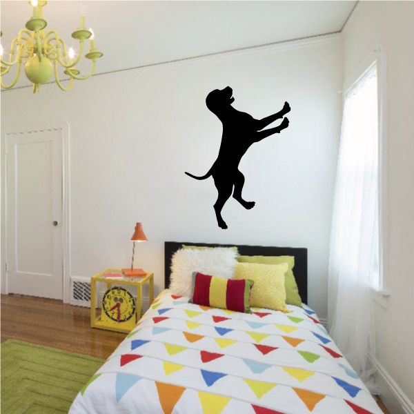Coonhound jumping wall decal silhouette, black dog