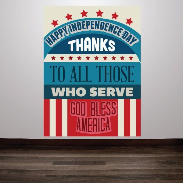 Image of Happy Independence Day Thanks To All Those Who Serve Typography Sticker