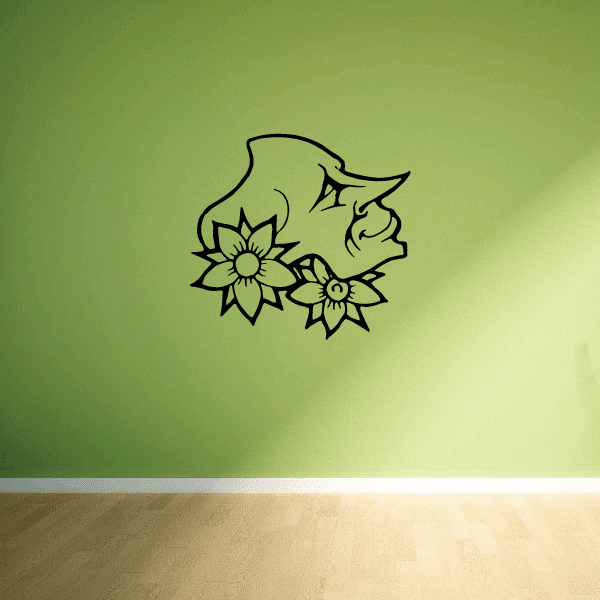 Floral mask decal with daisy-like outline flowers