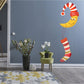 Crescent moon character decal with red striped stocking and candy-cane hat