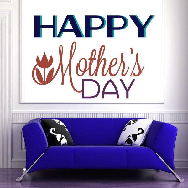 Image of Happy Mothers Day Flower Motif Decal