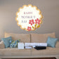 Happy Mother’s Day flower sticker, round scalloped with pink floral groovy design