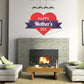 Mother's Day heart banner sticker: red heart with 'HAPPY Mother's DAY' ribbon text