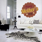 Round scallop-cut wall sticker reading Happy Mother's Day, brown and gold lettering