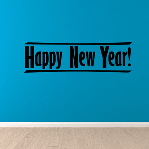 Happy New Year line style wall decal, bold black text reading 'Happy New Year!'
