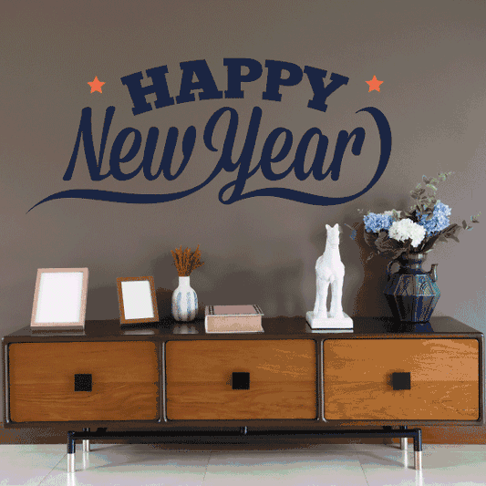 Image of Happy New Year Star 2-Color Decal