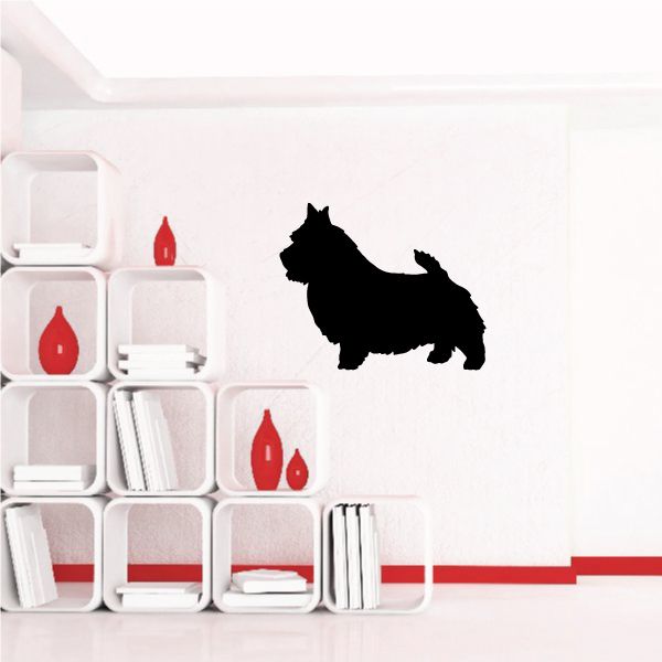 Norwich Terrier decal with black dog silhouette
