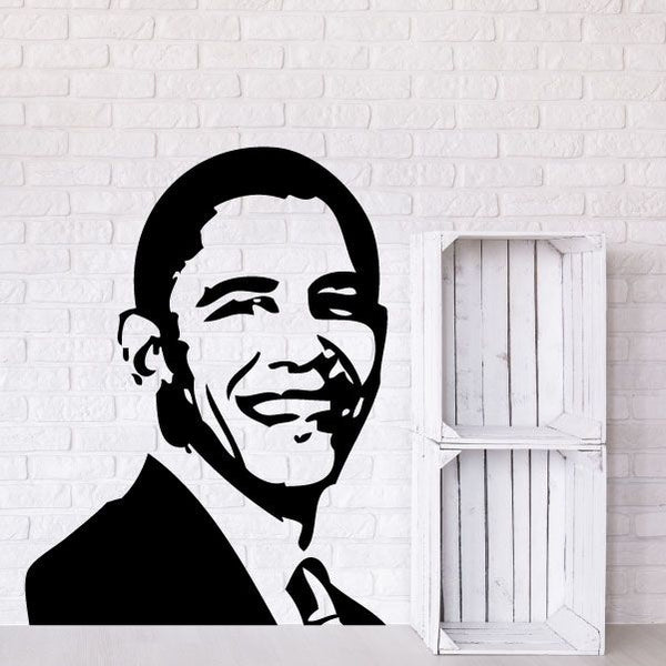 Obama portrait decal with smiling face