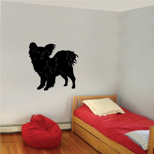 Black dog silhouette wall decal with ears and tail outline