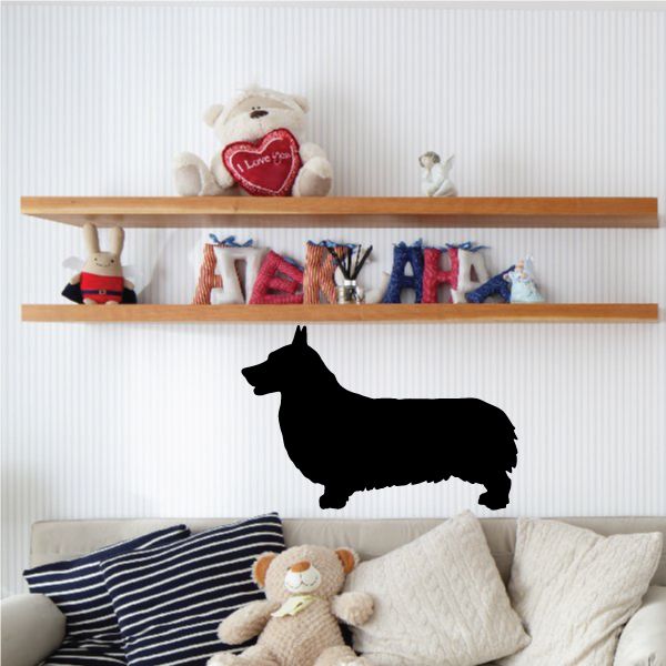 Pembroke Welsh corgi silhouette decal, black.