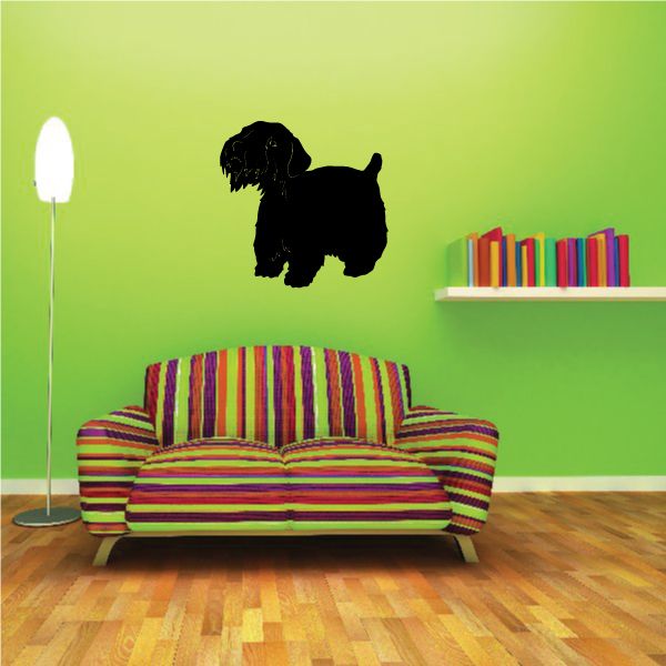 Happy Sealyham terrier decal: black dog silhouette on wall