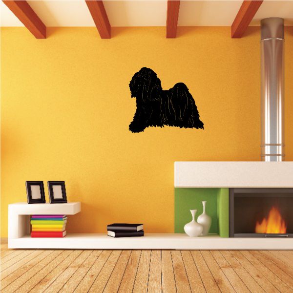 Happy Shih Tzu decal, black dog silhouette