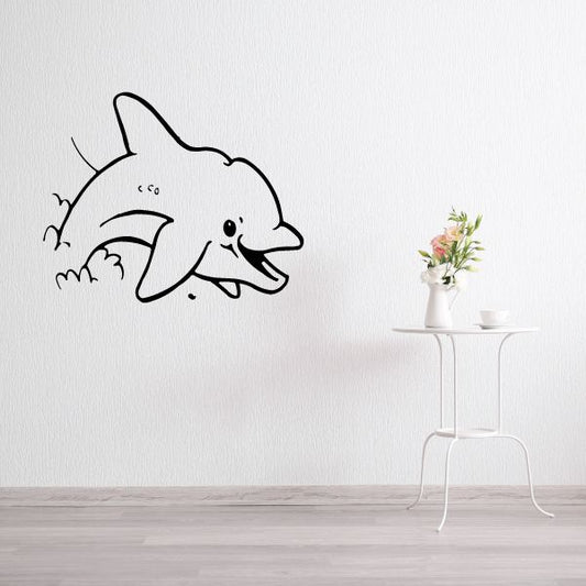 Image of Happy Splashing Out Dolphin Decal