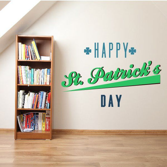 Image of Happy St. Patricks Day with Slant Printed Die Cut Decal