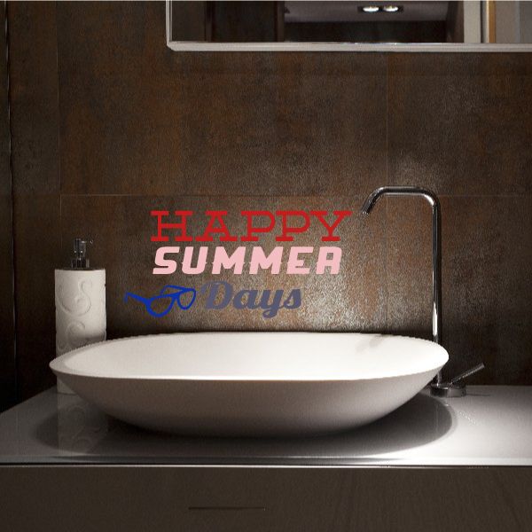 Wall decal with "HAPPY SUMMER" and "Days" quote plus sunglasses graphic