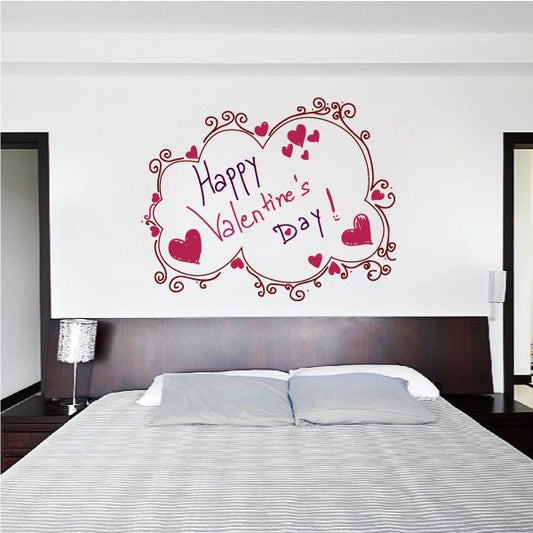 Image of Happy Valentines Day! Swirl Style Frame Decal