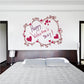 Valentine's Day swirl frame wall decal with “Happy Valentine’s Day” text and hearts