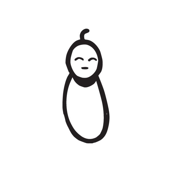 Happy wrapped baby decal with black outline baby face and hood