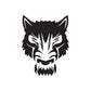 Staring wolf head decal, black-and-white snarling face graphic with sharp teeth