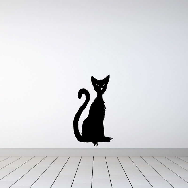 Image of Haunted Halloween Cat Sitting Decal