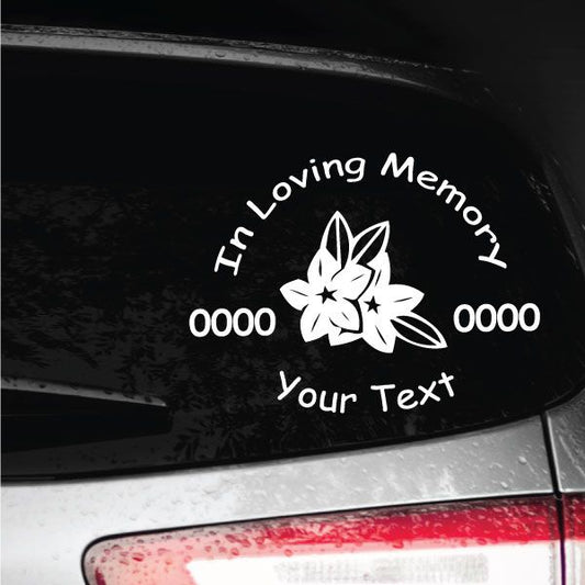 Image of Hawaiian Flower Custom In Loving Memory Decal