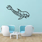 Dolphin decal with black outline and light blue patterned body
