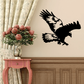 Wall decal of a hawk with wings stretched, black and white silhouette