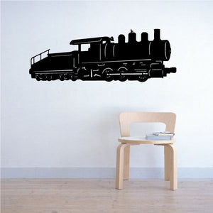 Black steam locomotive wall decal with old-fashioned train silhouette.