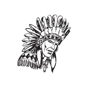 Native American headdress decal featuring stylized face with feather headdress
