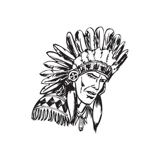 Image of Head Turn Native American in Headdress Decal