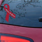 Headaches and migraines vinyl sticker with red awareness ribbon