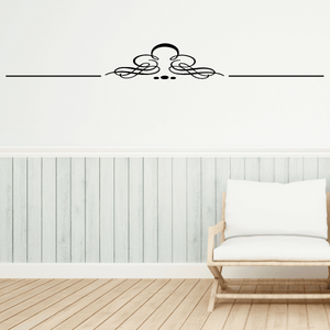 Vinyl wall decal with ornate scroll flourish and two horizontal lines, decorative quote style