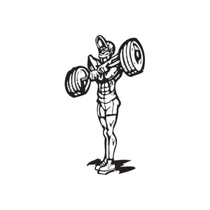 Fitness weightlifter vinyl wall decal, black barbell silhouette