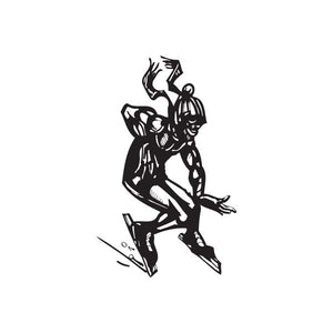 Black vinyl wall decal of a fitness athlete silhouette holding a weight